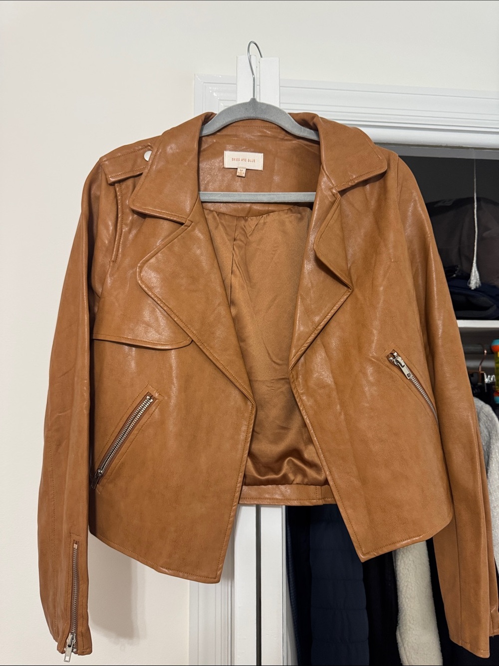 Willow & Clay Cognac Moto-Style Leather Jacket